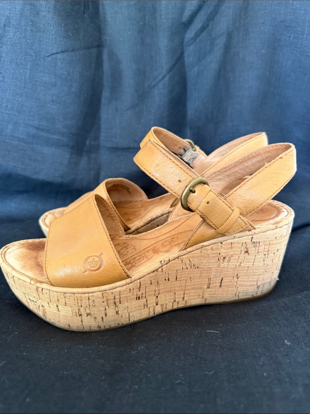 Born Natural Tan Cork Platforn Sandals Size 6 - Picture 4 of 9